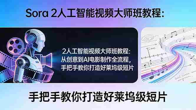 （17688期）Sora 2人工智能视频大师班教程：从创意到AI电影制作全流程，手把手教你打造好莱坞级短片-湘创网