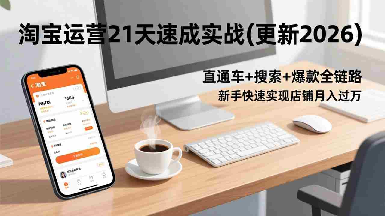 （17806期）淘宝运营21天速成实战(更新3月)，直通车+搜索+爆款全链路，新手快速实现店铺月入过万-湘创网