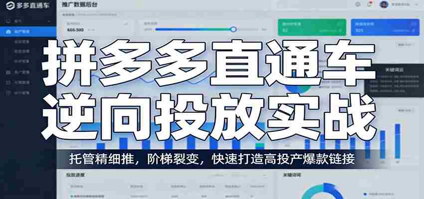 拼多多直通车逆向投放实战：托管精细推，阶梯裂变，快速打造高投产爆款链接-湘创网