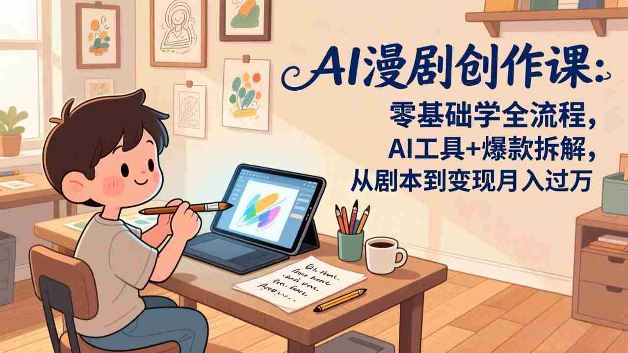 （17519期）AI漫剧创作课：零基础学全流程，AI工具+爆款拆解，从剧本到变现月入过万-湘创网