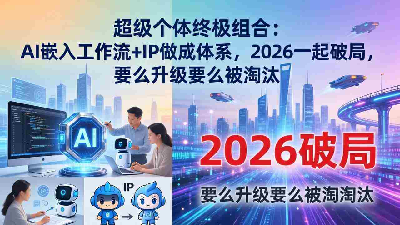 （17808期）超级个体终极组合-更新：AI嵌入工作流+IP做成体系，2026一起破局，要么升级要么被淘汰-湘创网