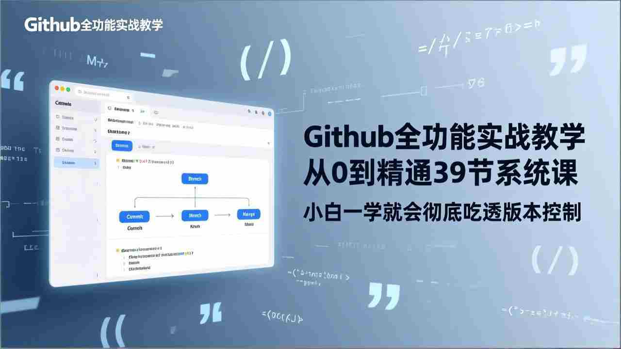（17501期）GitHub-全功能实战教学，从0到精通39节系统课，小白一学就会彻底吃透版本控制-湘创网