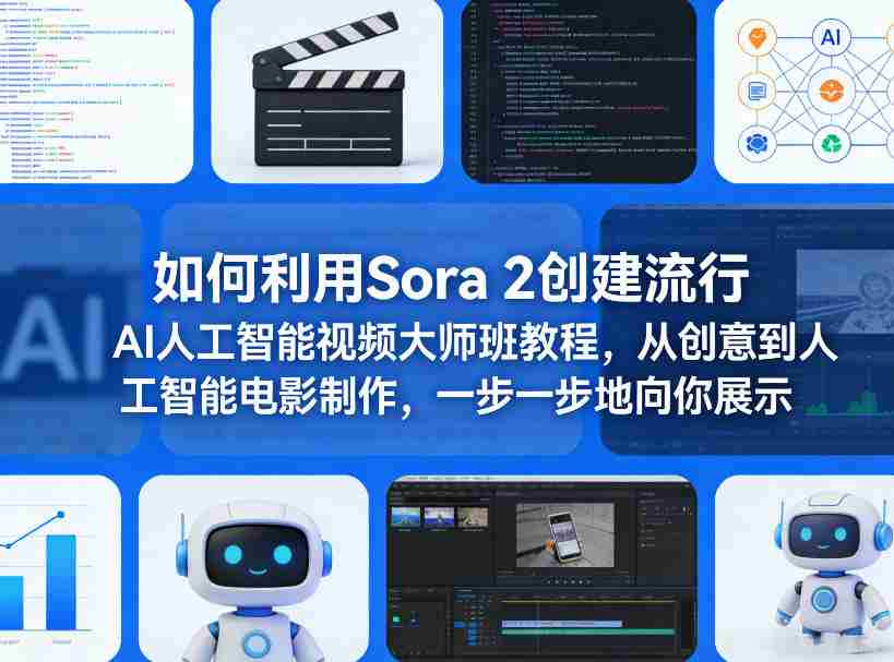 如何利用Sora 2创建流行AI人工智能视频大师班教程，从创意到人工智能电影制作，一步一步地向你展示-湘创网