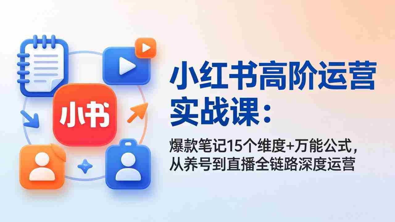 （17844期）小红书高阶运营实战课：爆款笔记15个维度+万能公式，从养号到直播全链路深度运营-湘创网