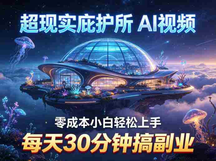 超现实庇护所AI视频项目拆解，零成本小白轻松上手，每天30分钟搞副业-湘创网