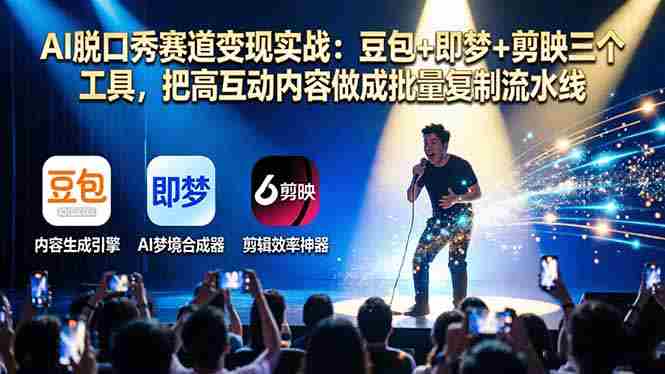 （17990期）AI脱口秀赛道变现实战：豆包+即梦+剪映三个工具，把高互动内容做成批量复制流水线-湘创网