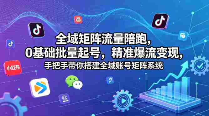 全域矩阵流量陪跑，0基础批量起号，精准爆流变现，手把手带你搭建全域账号矩阵系统-湘创网