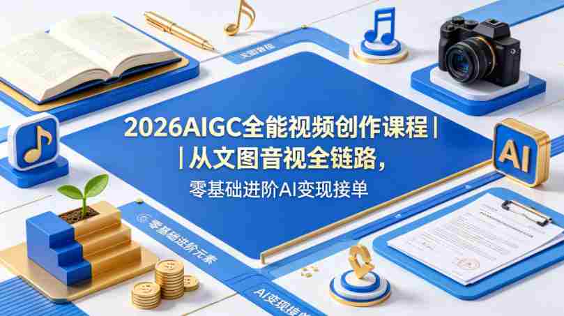 2026AIGC全能视频创作课程｜从文图音视全链路，零基础进阶AI变现接单-湘创网