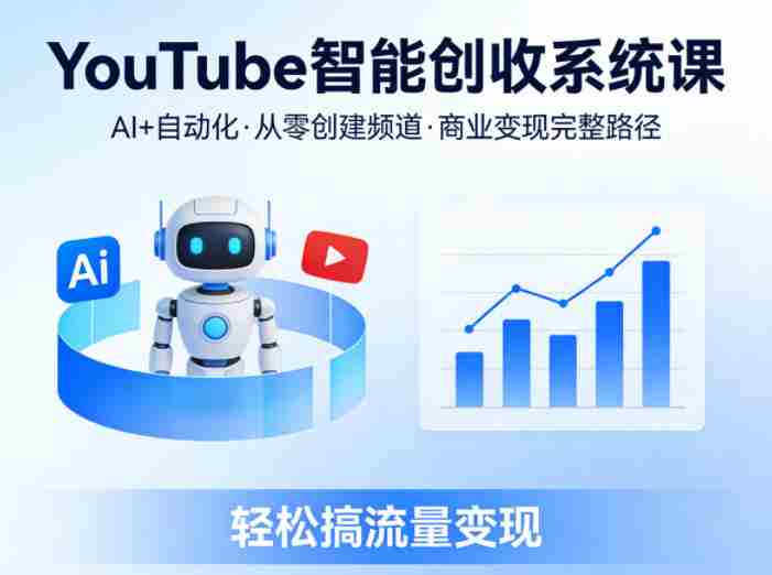 YouTube智能创收系统课,AI+自动化,从零创建YouTube频道并实现商业变现的完整路径,轻松搞流量变现