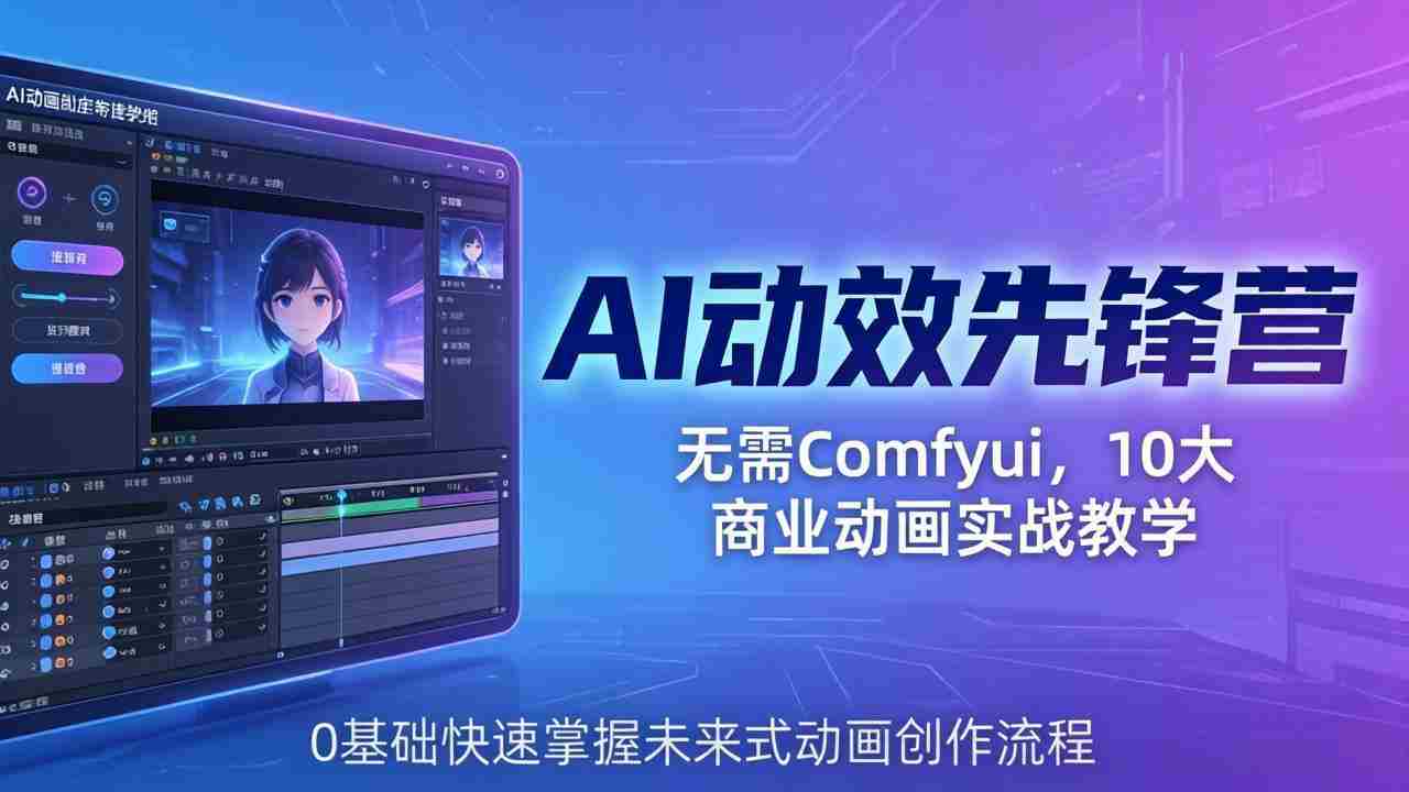 （18077期）AI 动效先锋营：无需Comfyui，10大商业动画实战教学，0基础快速掌握未来式动画创作流程-湘创网