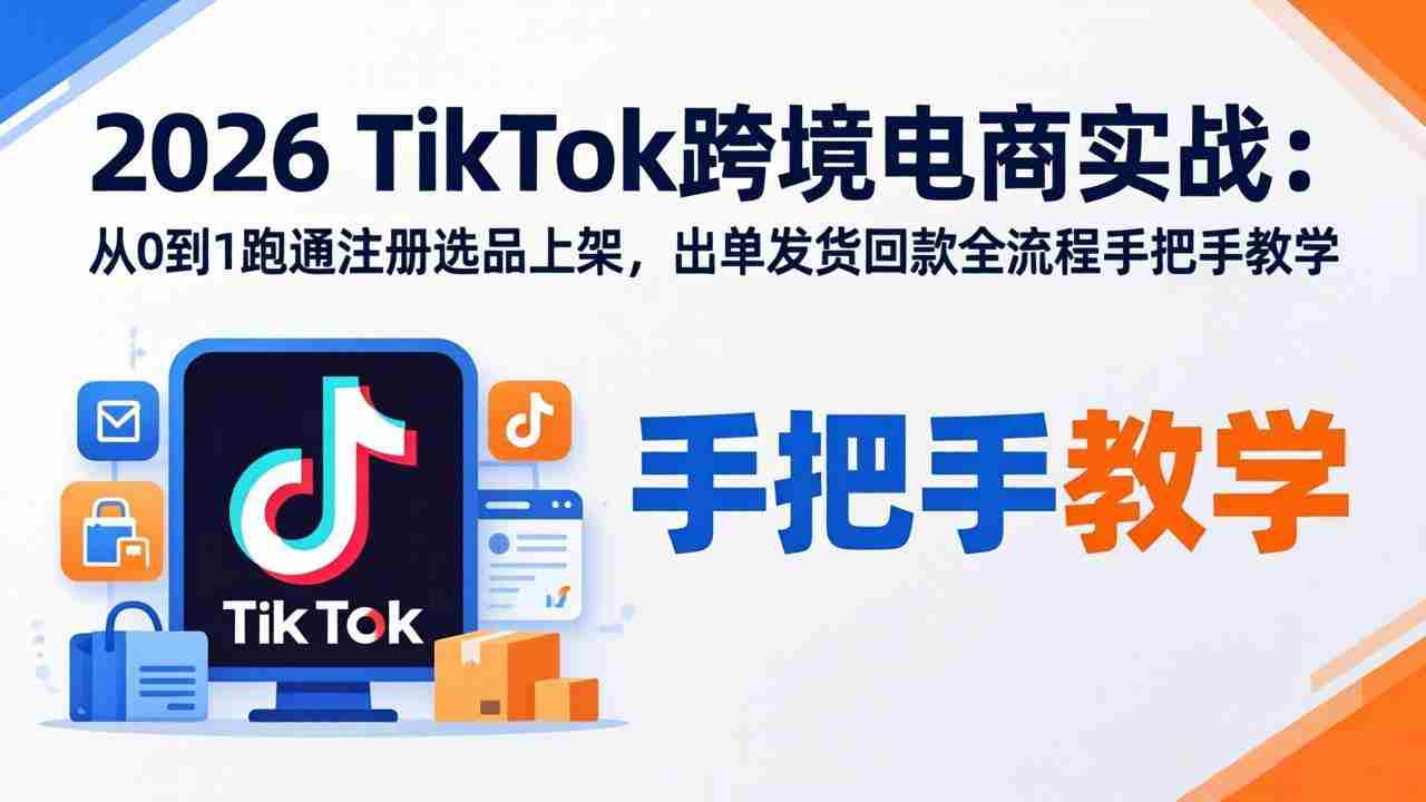 （17850期）2026TikTok跨境电商实战：从0到1跑通注册选品上架，出单发货回款全流程手把手教学-湘创网