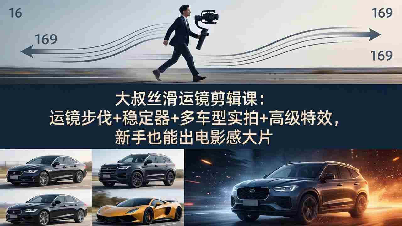（18004期）大叔丝滑运镜剪辑课：运镜步伐+稳定器+多车型实拍+高级特效，新手也能出电影感大片-湘创网