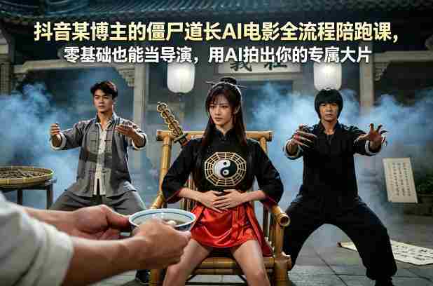 抖音某博主的僵尸道长AI电影全流程陪跑课，零基础也能当导演，用AI拍出你的专属大片-湘创网