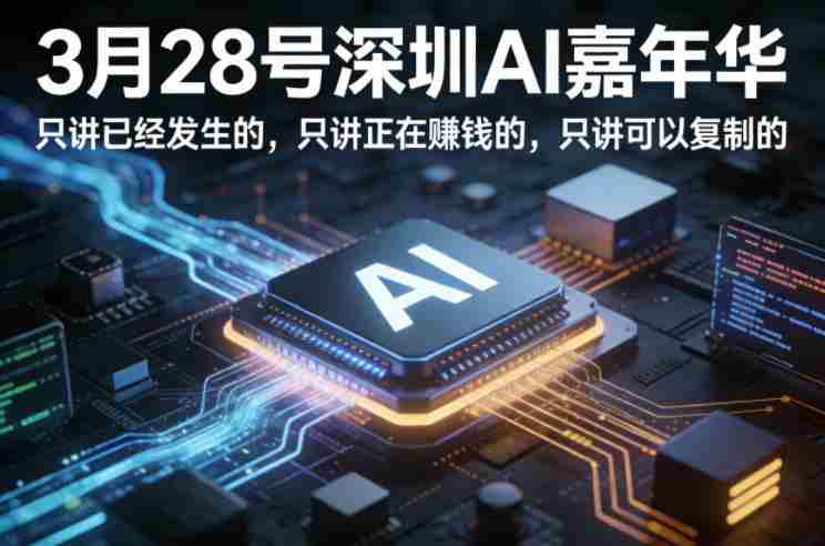 3月28号深圳AI嘉年华,只讲已经发生的,只讲正在賺钱的,只讲可以复制的