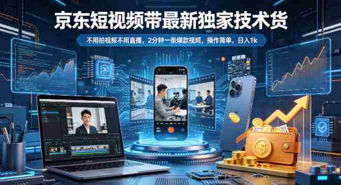 京东短视频带货最新独家技术，不用拍视频不用直播，2分钟一条爆款视频，操作简单，日入1k+【揭秘】-湘创网