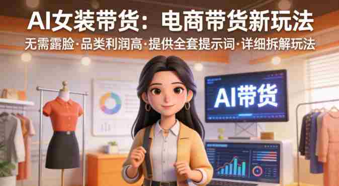 AI女装带货，电商带货新玩法，无需露脸，品类利润高，提供全套提示词，详细拆解玩法-湘创网