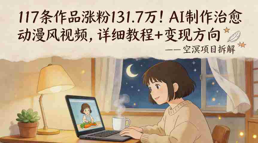 117条作品涨粉131.7W!AI制作治愈动漫风视频,详细教程+变现方向