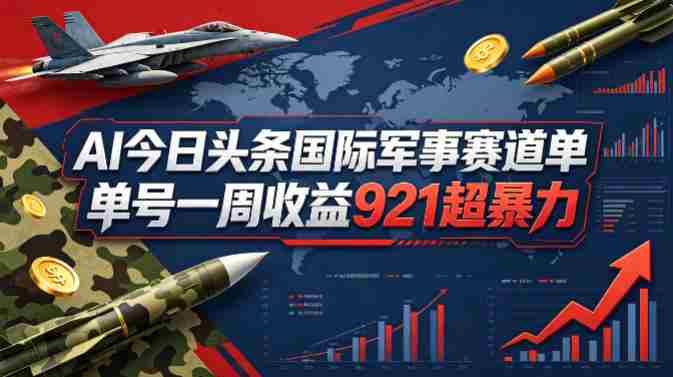 AI今日头条国际军事赛道，单号一周收益921，超暴力-湘创网