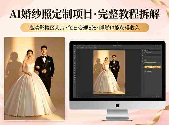 AI婚纱照定制项目，可生成高清影楼级大片，每日变现5张，睡觉也能获得收入【完整教程拆解】-湘创网