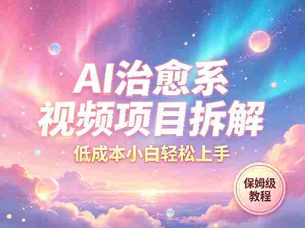 AI治愈系视频项目拆解，低成本小白轻松上手，保姆级教程-湘创网