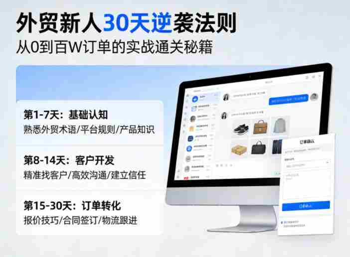 外贸新人30天逆袭法则,教你从0到百W订单的实战通关秘籍