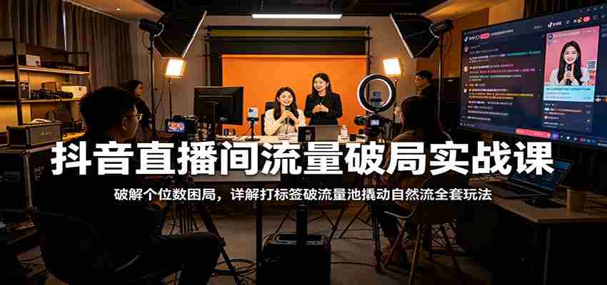抖音直播间流量破局实战课：破解个位数困局，详解打标签破流量池撬动自然流全套玩法-湘创网