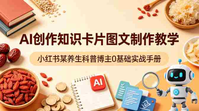 AI创作知识卡片图文制作教学，小红书某养生科普博主0基础实战手册-湘创网