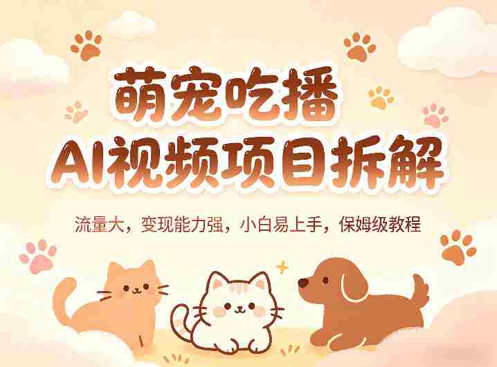 萌宠吃播AI视频项目拆解，流量大，变现能力强，小白易上手，保姆级教程-湘创网