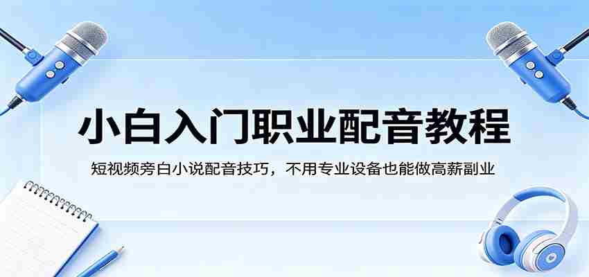 小白入门职业配音教程，短视频旁白小说配音技巧，不用专业设备也能做高薪副业-湘创网