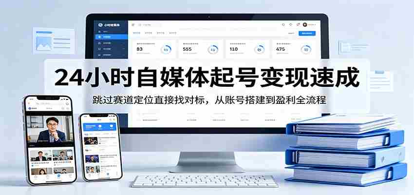 24小时自媒体起号变现速成，跳过赛道定位直接找对标，从账号搭建到盈利全流程-湘创网
