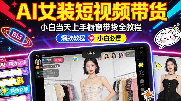 AI女装短视频橱窗带货：小白零门槛当天上手，高佣金爆款轻松賺！-湘创网