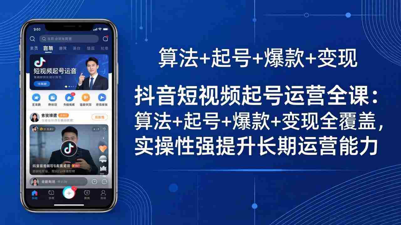 （18071期）抖音短视频起号运营全课：算法+起号+爆款+变现全覆盖，实操性强提升长期运营能力-湘创网
