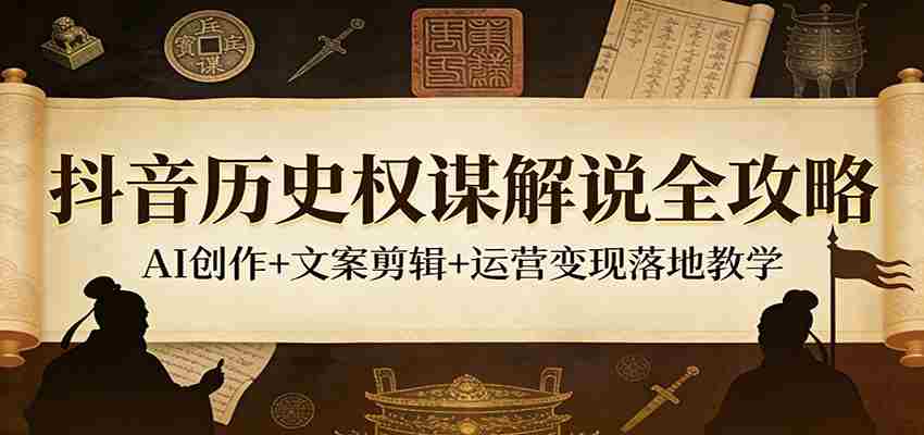 抖音历史权谋解说全攻略：AI创作+文案剪辑+运营变现落地教学-湘创网