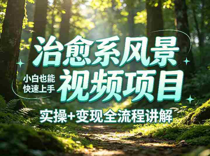 治愈系风景视频项目拆解，小白也能快速上手，实操+变现全流程讲解-湘创网