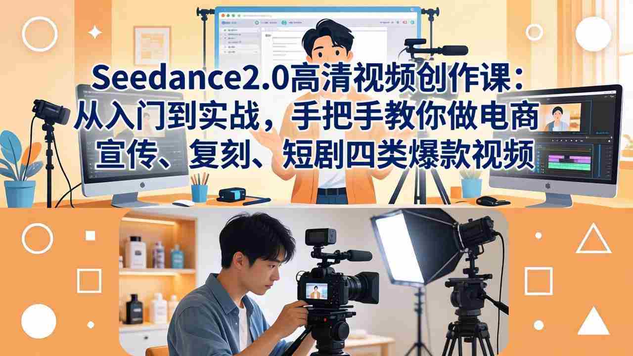 （18019期）Seedance2.0高清视频创作课：从入门到实战，手把手教你做电商、宣传、复刻、短剧四类爆款视频-湘创网