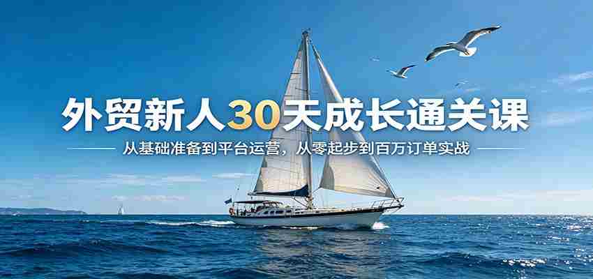 外贸新人30天成长通关课：从基础准备到平台运营，从零起步到百万订单实战-湘创网