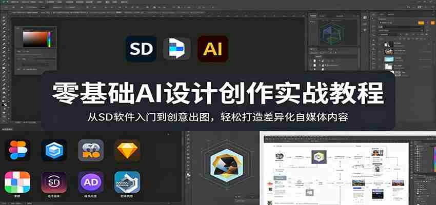 零基础AI设计创作实战教程：从SD软件入门到创意出图，轻松打造差异化自媒体内容-湘创网