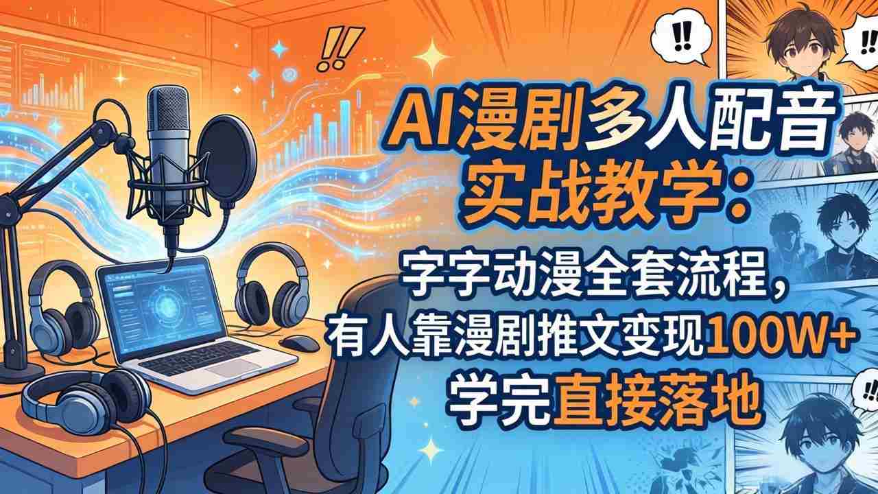 （18060期） AI漫剧多人配音实战教学：字字动漫全套流程，有人靠漫剧推文变现100W+，学完直接落地-湘创网