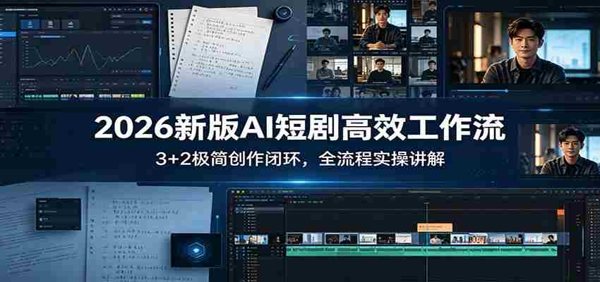 2026新版AI短剧高效工作流：3+2极简创作闭环，全流程实操讲解-湘创网