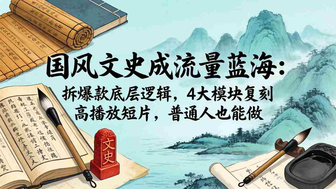 （18227期）国风文史成流量蓝海：拆爆款底层逻辑，4大模块复刻高播放短片，普通人也能做-湘创网