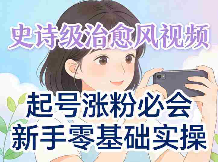 史诗级治愈风视频爆了，起号涨粉必会，新手零基础实操（实操+变现全讲解）-湘创网