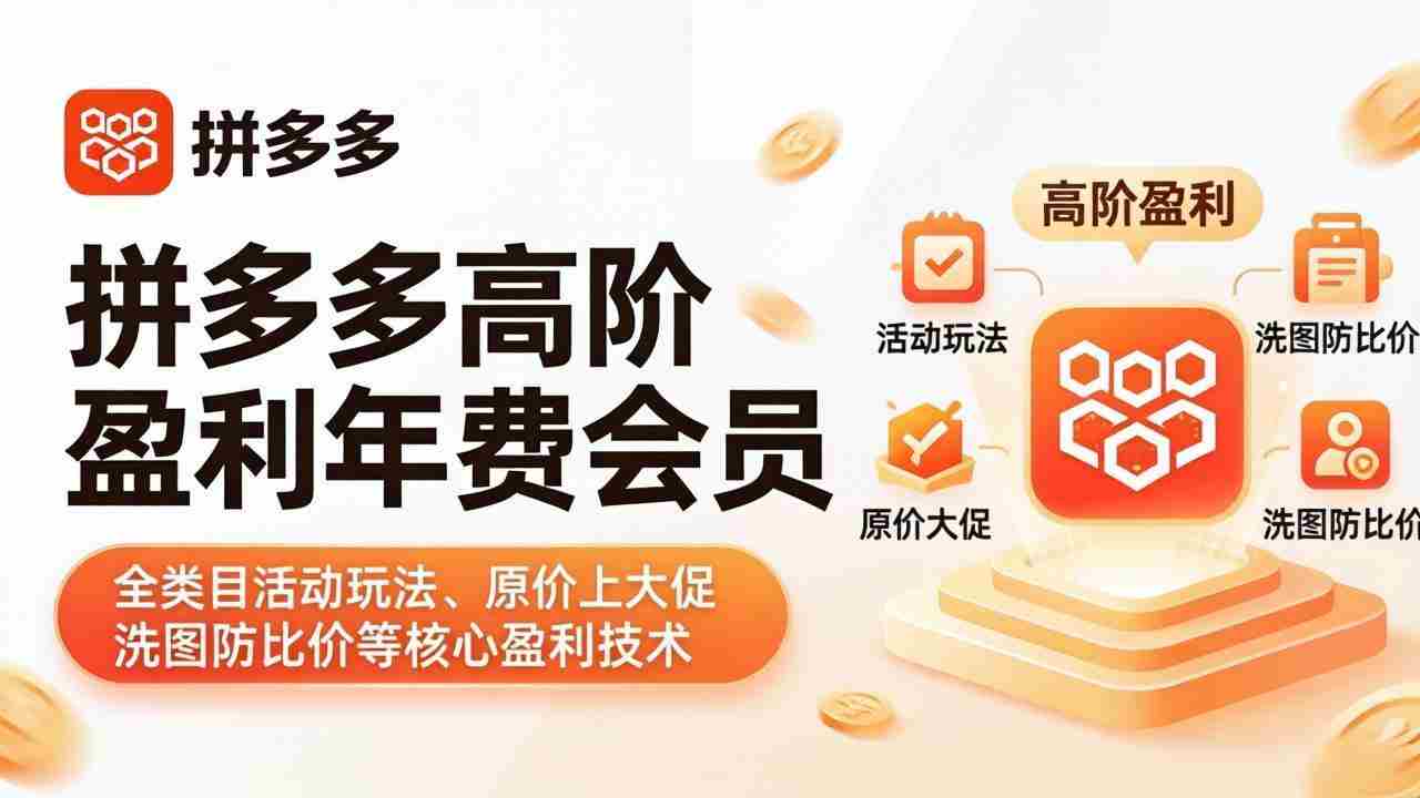 （18108期）拼多多高阶盈利年费会员(更新4月19)：全类目活动玩法、原价上大促、洗图防比价等核心盈利技术-湘创网