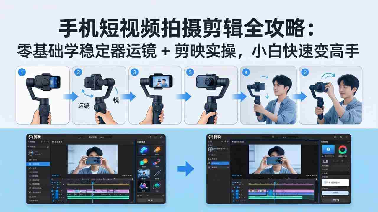 （18003期）手机短视频拍摄剪辑全攻略：零基础学稳定器运镜 + 剪映实操，小白快速变高手-湘创网