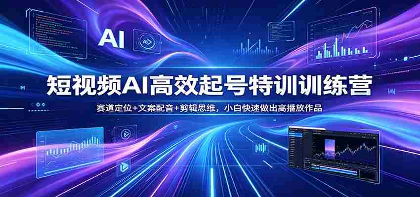 短视频AI高效起号特训训练营：赛道定位+文案配音+剪辑思维，小白快速做出高播放作品-湘创网