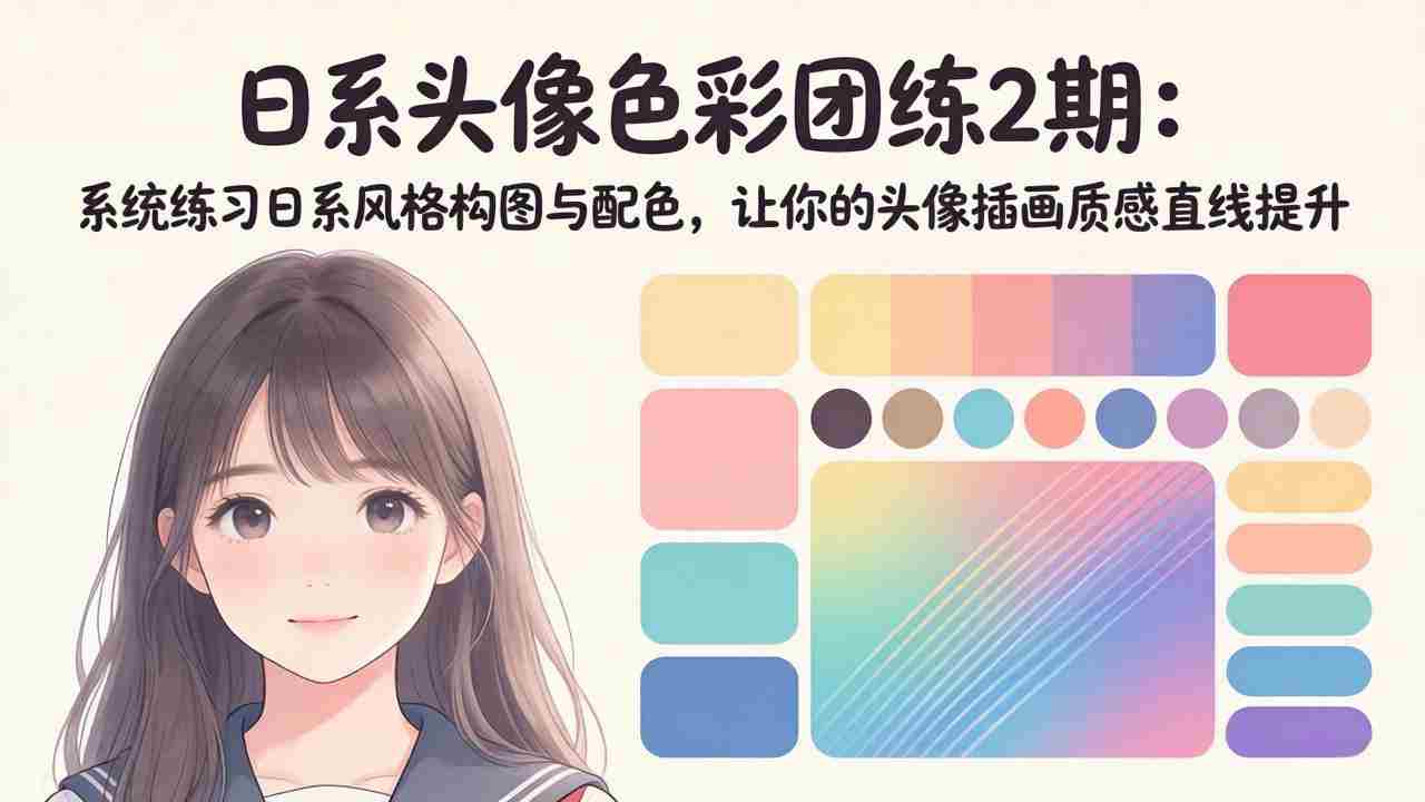 （18034期）日系头像色彩团练2期：系统练习日系风格构图与配色，让你的头像插画质感直线提升-湘创网