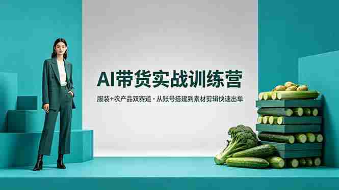（18355期）AI带货实战训练营，服装+农产品双赛道，从账号搭建到素材剪辑快速出单-湘创网