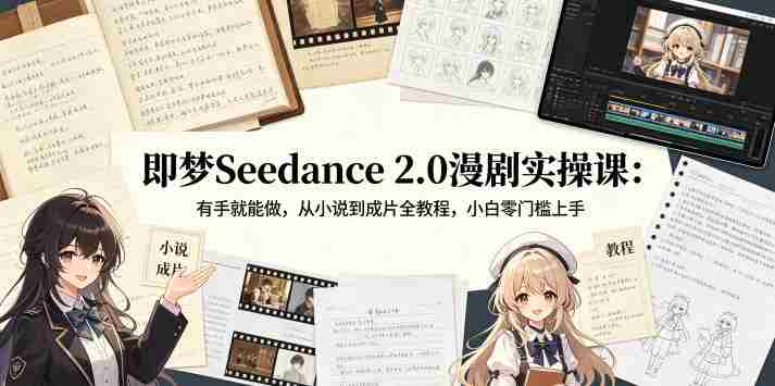 即梦Seedance 2.0漫剧实操课:有手就能做,从小说到成片全教程,小白零门槛上手