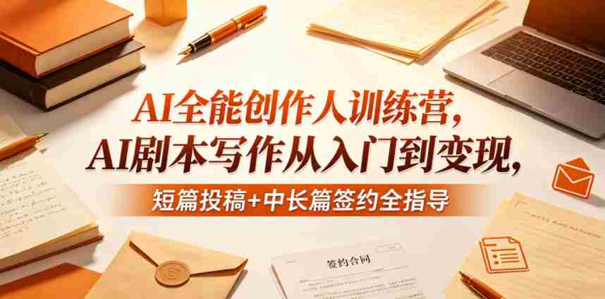 AI全能创作人训练营，AI剧本写作从入门到变现，短篇投稿+中长篇签约全指导-湘创网