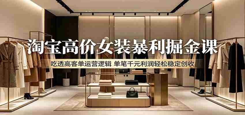 淘宝高价女装暴利掘金课：吃透高客单运营逻辑，单笔千元利润轻松稳定创收-湘创网