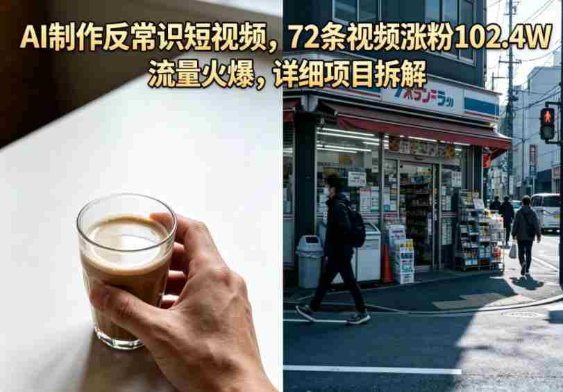 AI制作反常识短视频,72条视频涨粉102.4W,流量火爆,详细项目拆解